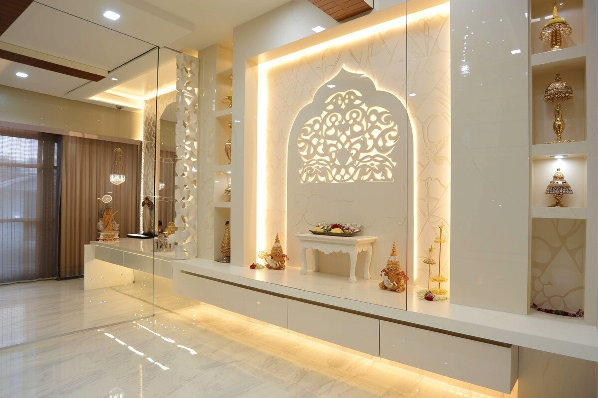 Traditional handcrafted pooja room design